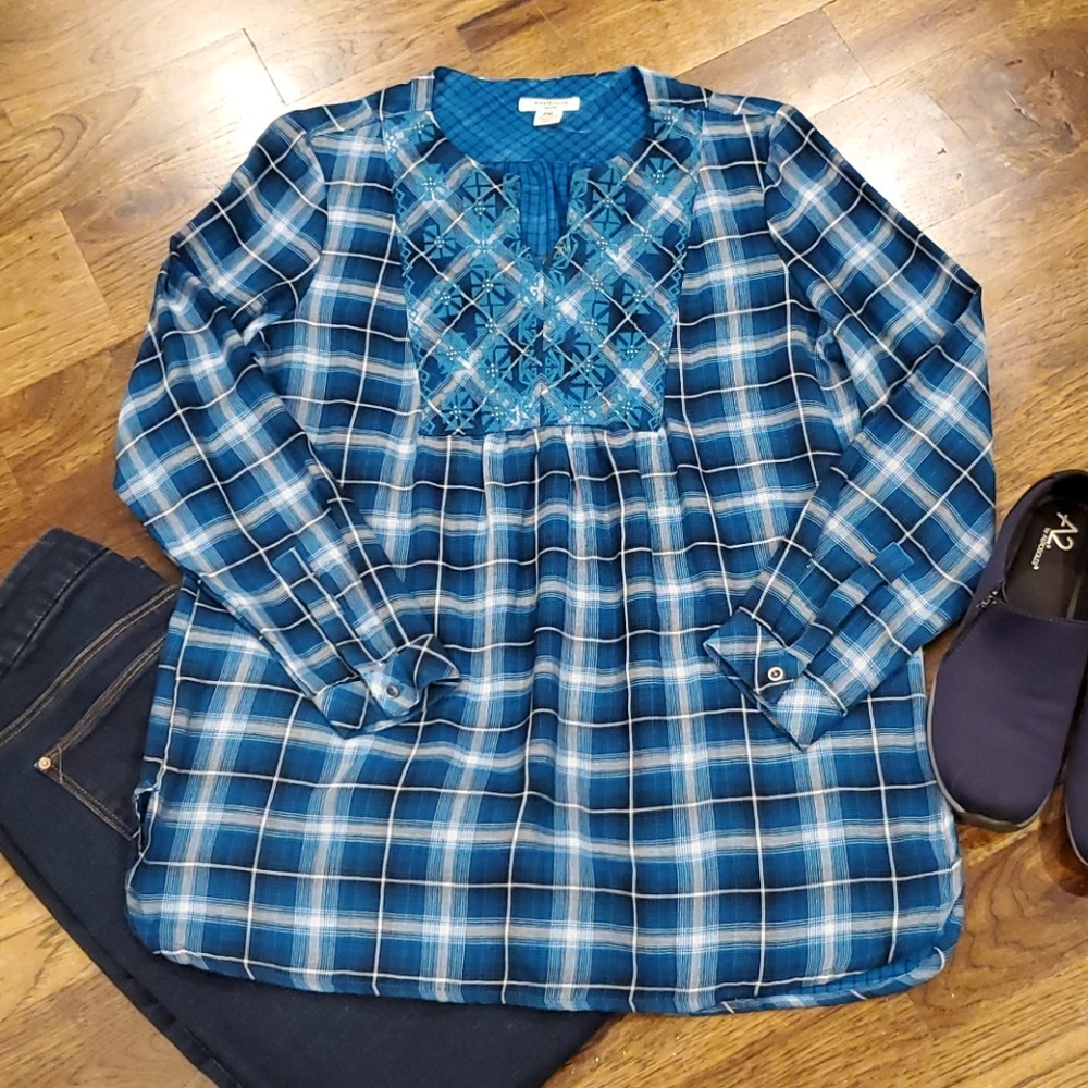 Womens Westbound Petites plaid top size MP